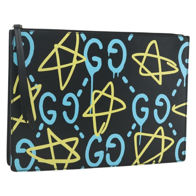 【日本直送】GUCCI GG Ghost 手拿包 黑色真皮 433665 正品 157516V-0