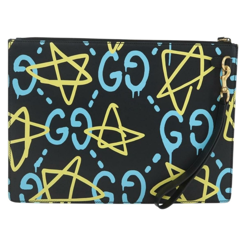 【日本直送】GUCCI GG Ghost 手拿包 黑色真皮 433665 正品 157516V-1