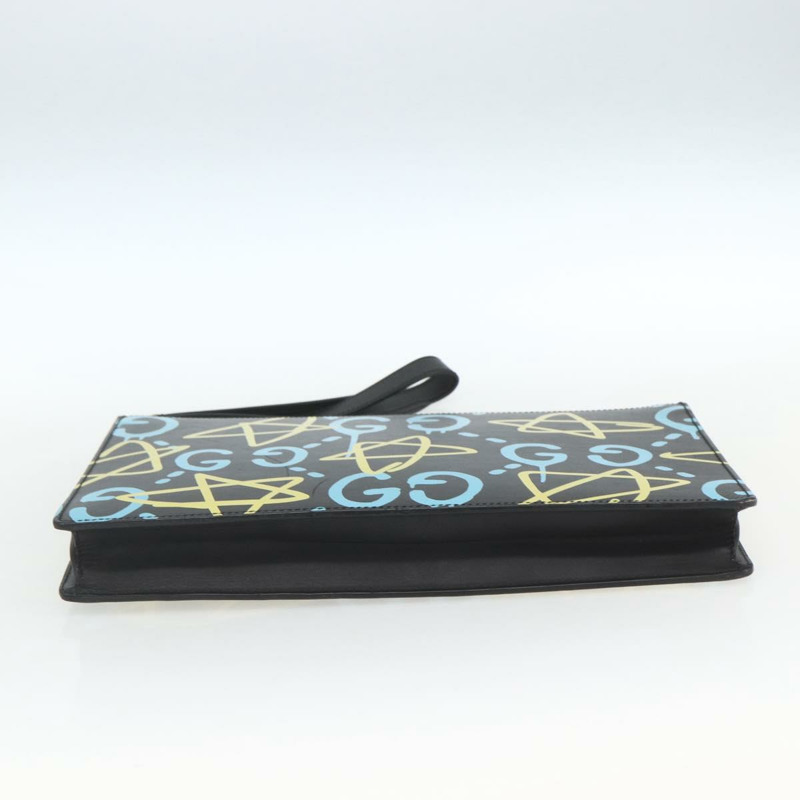 【日本直送】GUCCI GG Ghost 手拿包 黑色真皮 433665 正品 157516V-4