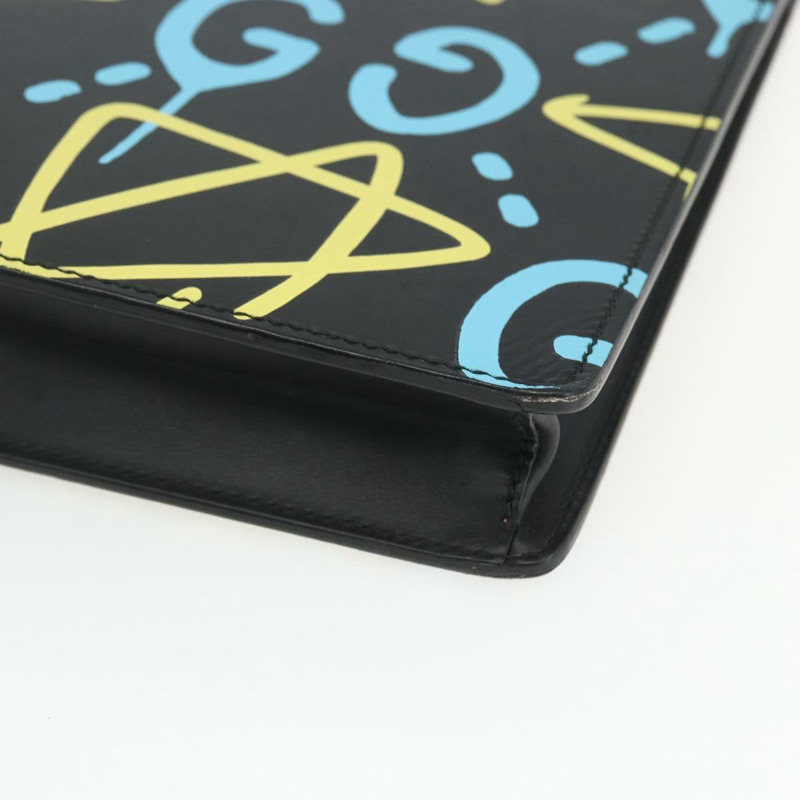 【日本直送】GUCCI GG Ghost 手拿包 黑色真皮 433665 正品 157516V-8