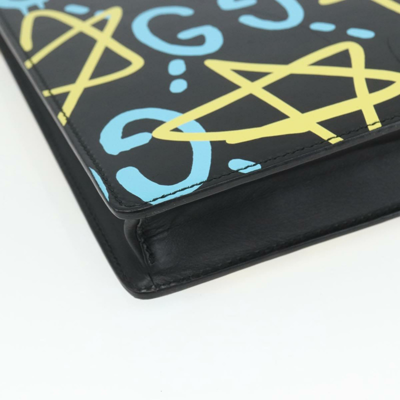 【日本直送】GUCCI GG Ghost 手拿包 黑色真皮 433665 正品 157516V-13