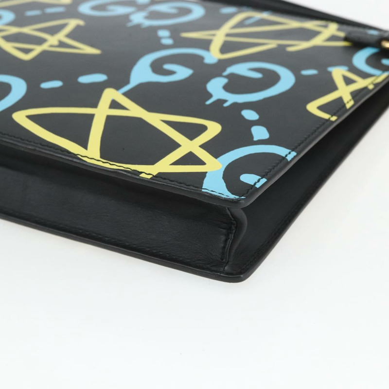 【日本直送】GUCCI GG Ghost 手拿包 黑色真皮 433665 正品 157516V-14