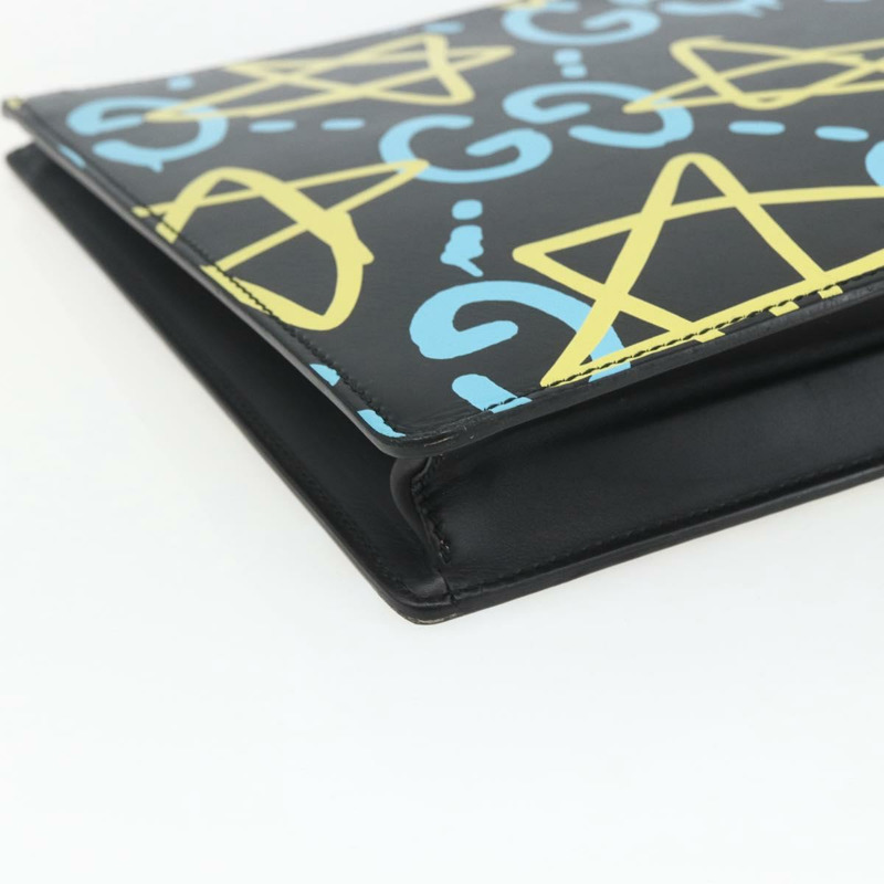 【日本直送】GUCCI GG Ghost 手拿包 黑色真皮 433665 正品 157516V-15