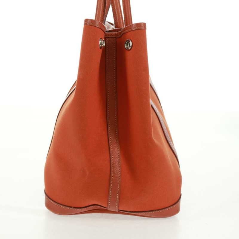 【日本直送】愛馬仕 Garden Party PM 手提包 Towar Officier 橙色銀色 Auth 164191SAM-13