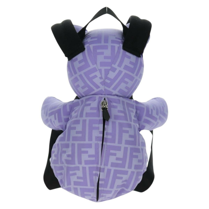 【日本直送】FENDI Zucca背包熊背包 尼龍 紫色 銀色 正品 157464SAM-1