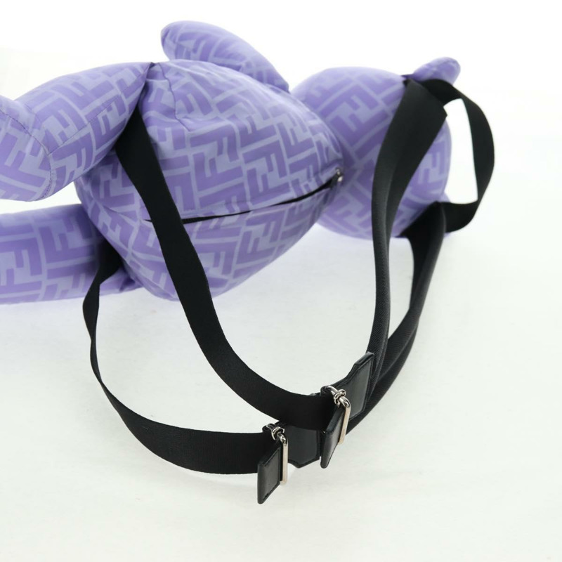 【日本直送】FENDI Zucca背包熊背包 尼龍 紫色 銀色 正品 157464SAM-8