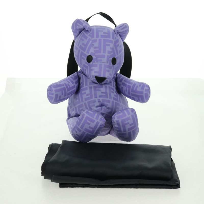 【日本直送】FENDI Zucca背包熊背包 尼龍 紫色 銀色 正品 157464SAM-11