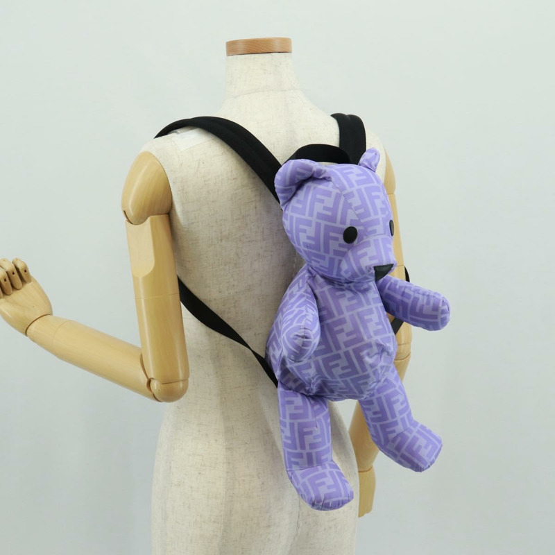 【日本直送】FENDI Zucca背包熊背包 尼龍 紫色 銀色 正品 157464SAM-23