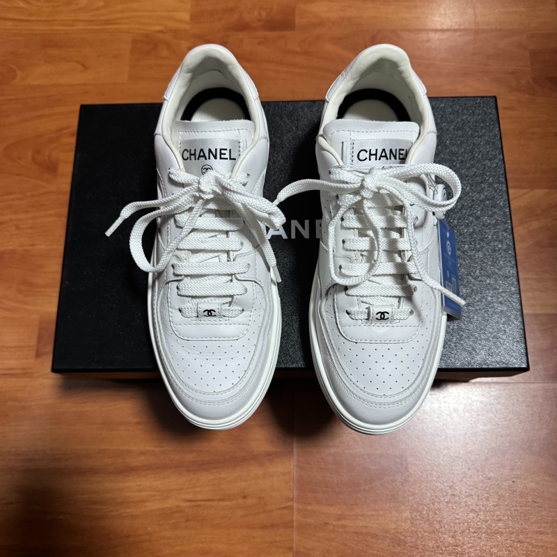 Chanel空軍一號香奈兒雙C徽標低幫板鞋 女款 白色 36碼-2