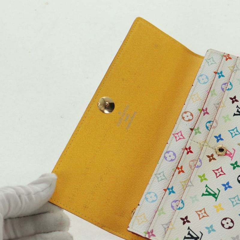 【日本直送】路易威登 (LOUIS VUITTON) 多色 Portefeuille Sarah 皮夾 白色 M93532 正品 163706V-17