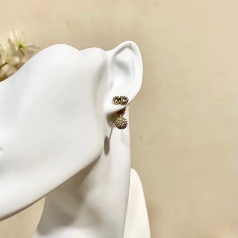 Dior 金色閃石CD耳環-1