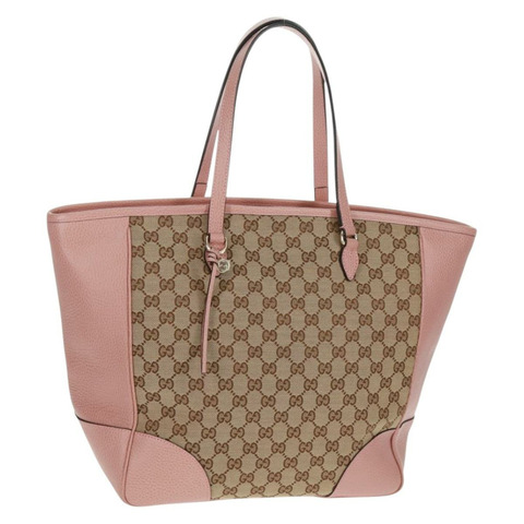GUCCI GG帆布托特包 暢貨 米色 金色 粉紅色 449242 正品 am10538V
