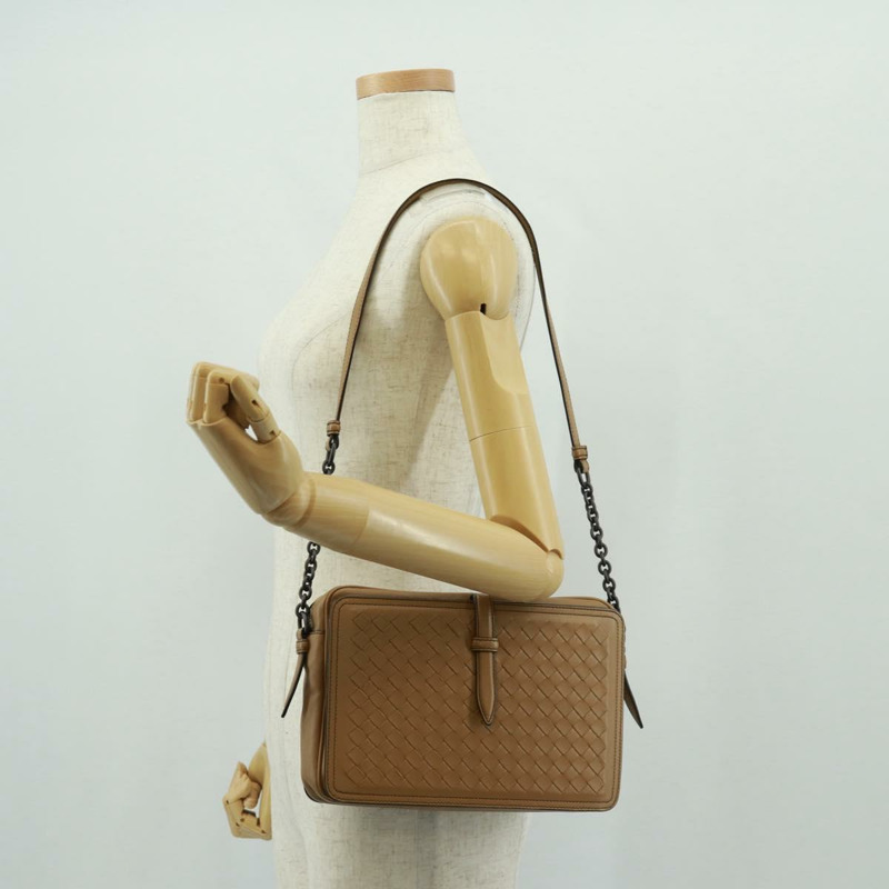 【日本直送】BOTTEGA VENETA INTRECCIATO 鏈條單肩包 皮革 米色 正品 am10506V-24