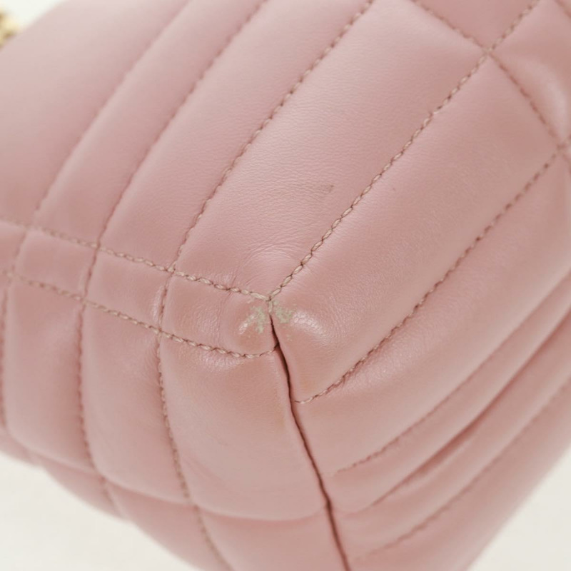 【日本直送】BURBERRY BT 絎縫鏈條單肩包 皮革 粉紅色 金色裝飾 正品 am10528V-8