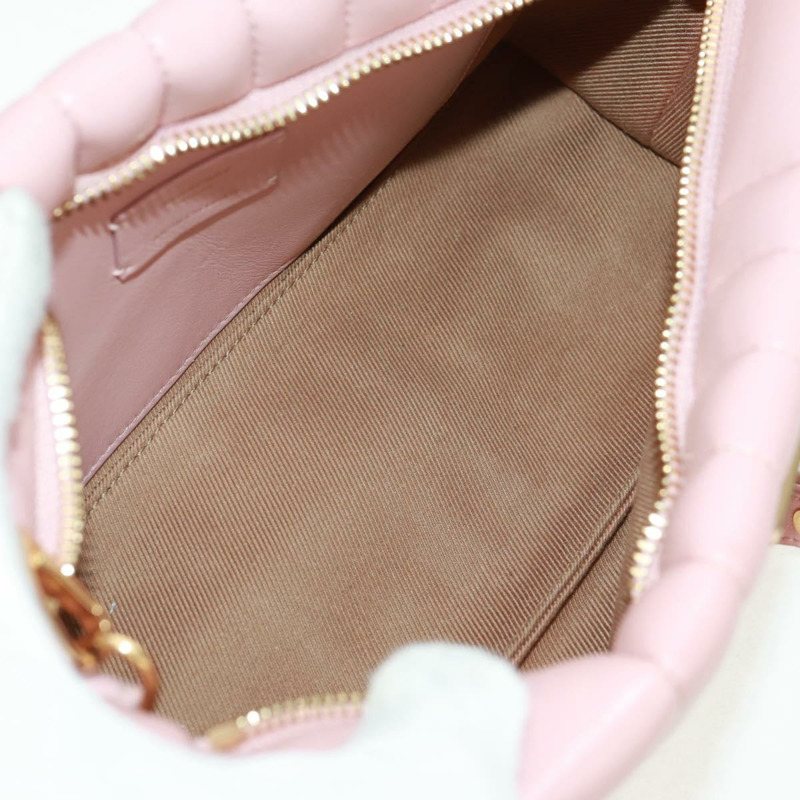 【日本直送】BURBERRY BT 絎縫鏈條單肩包 皮革 粉紅色 金色裝飾 正品 am10528V-9