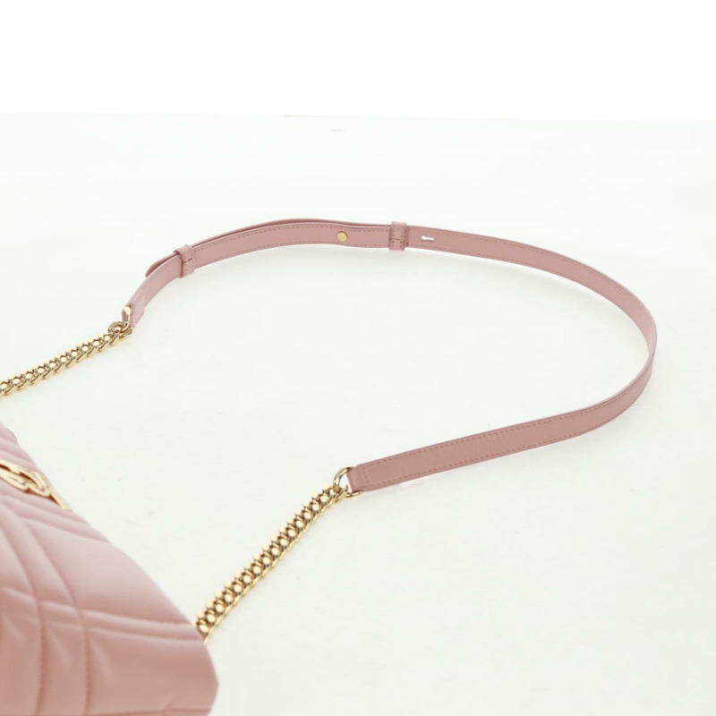 【日本直送】BURBERRY BT 絎縫鏈條單肩包 皮革 粉紅色 金色裝飾 正品 am10528V-13