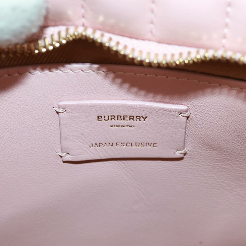 【日本直送】BURBERRY BT 絎縫鏈條單肩包 皮革 粉紅色 金色裝飾 正品 am10528V-19