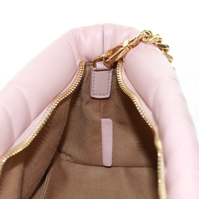 【日本直送】BURBERRY BT 絎縫鏈條單肩包 皮革 粉紅色 金色裝飾 正品 am10528V-21