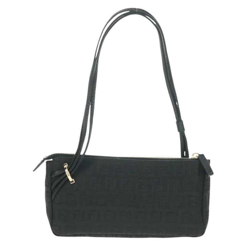 【日本直送】FENDI Zucchino帆布配件包 黑色 金色 Auth 163722V-1
