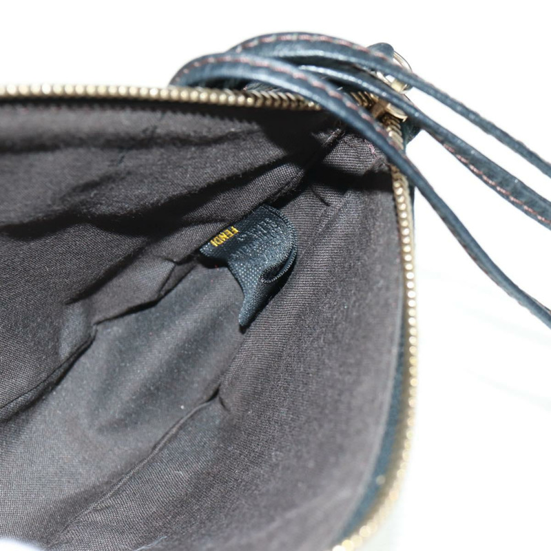 【日本直送】FENDI Zucchino帆布配件包 黑色 金色 Auth 163722V-19