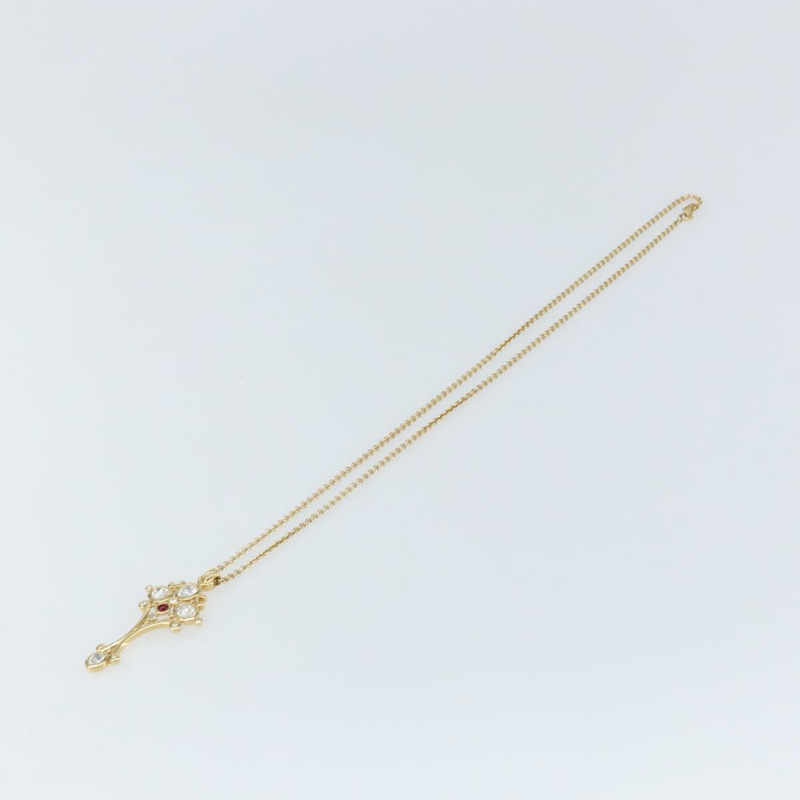 【日本直送】Christian Dior 水晶項鍊 金屬金 Auth mr1949-1