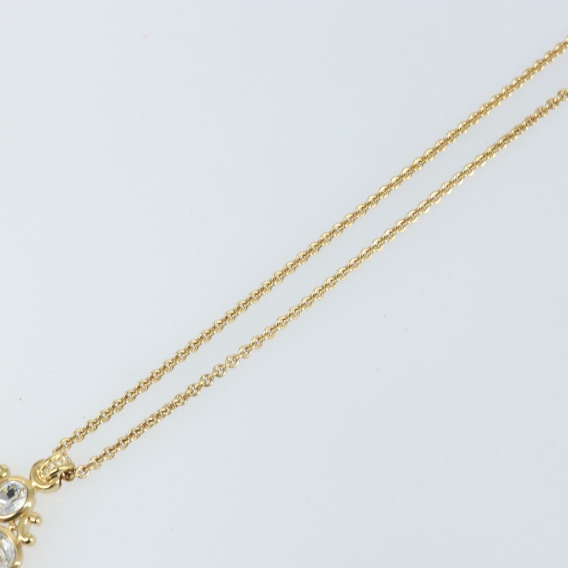 【日本直送】Christian Dior 水晶項鍊 金屬金 Auth mr1949-3
