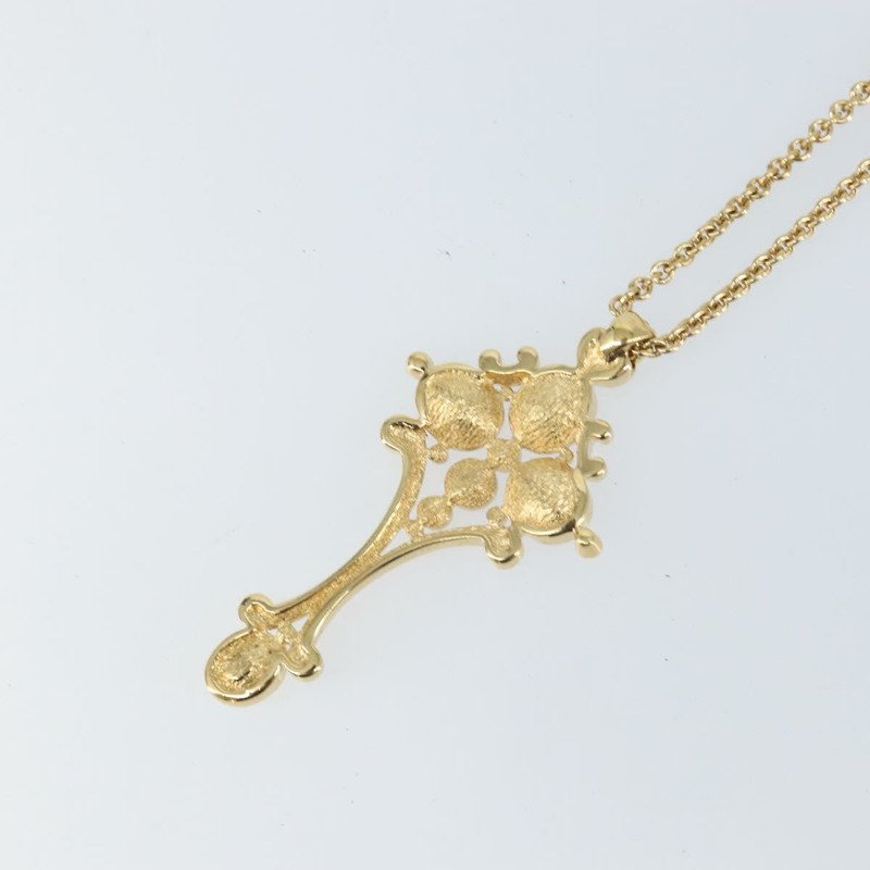 【日本直送】Christian Dior 水晶項鍊 金屬金 Auth mr1949-9