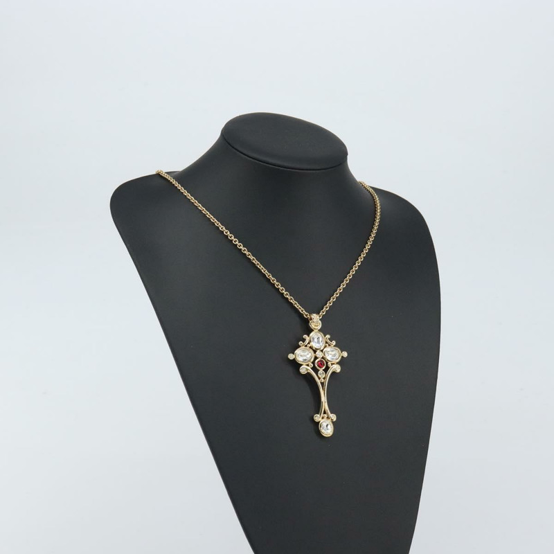 【日本直送】Christian Dior 水晶項鍊 金屬金 Auth mr1949-14