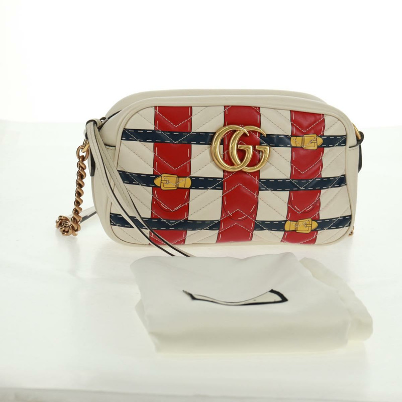 【日本直送】GUCCI 白色金色皮革單肩包 447632 正品 164482V-11