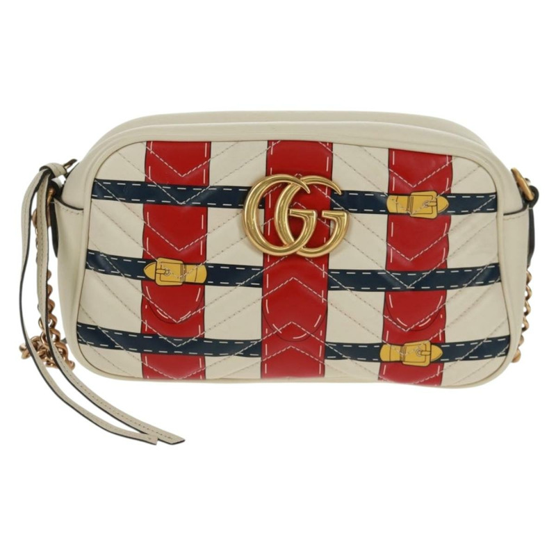 【日本直送】GUCCI 白色金色皮革單肩包 447632 正品 164482V-12