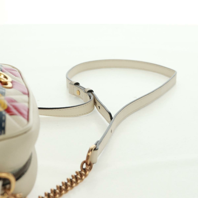 【日本直送】GUCCI 白色金色皮革單肩包 447632 正品 164482V-13