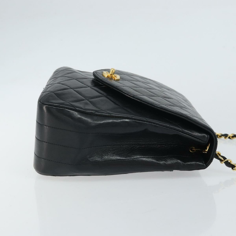 【日本直送】香奈兒鏈絎縫單肩包 羊皮 黑色 金色 CC 標誌 Auth bs32365-2