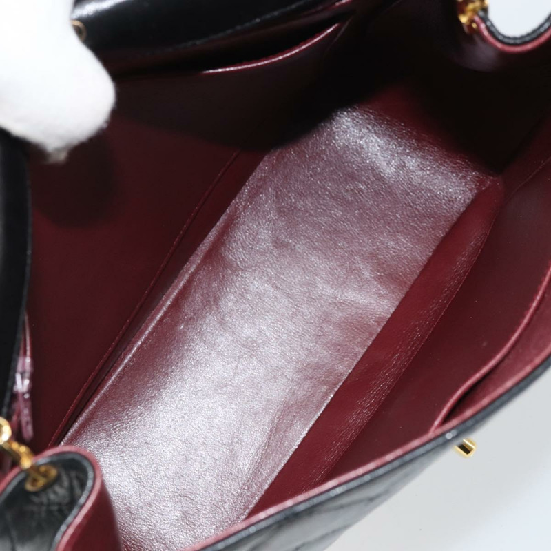 【日本直送】香奈兒鏈絎縫單肩包 羊皮 黑色 金色 CC 標誌 Auth bs32365-10