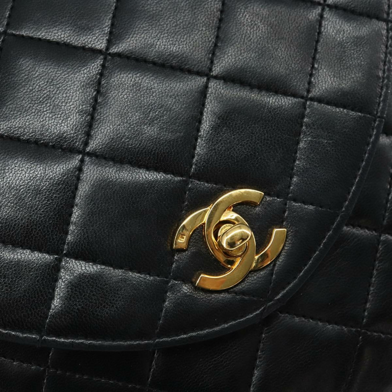 【日本直送】香奈兒鏈絎縫單肩包 羊皮 黑色 金色 CC 標誌 Auth bs32365-16