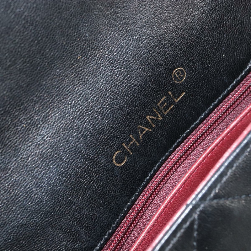 【日本直送】香奈兒鏈絎縫單肩包 羊皮 黑色 金色 CC 標誌 Auth bs32365-17