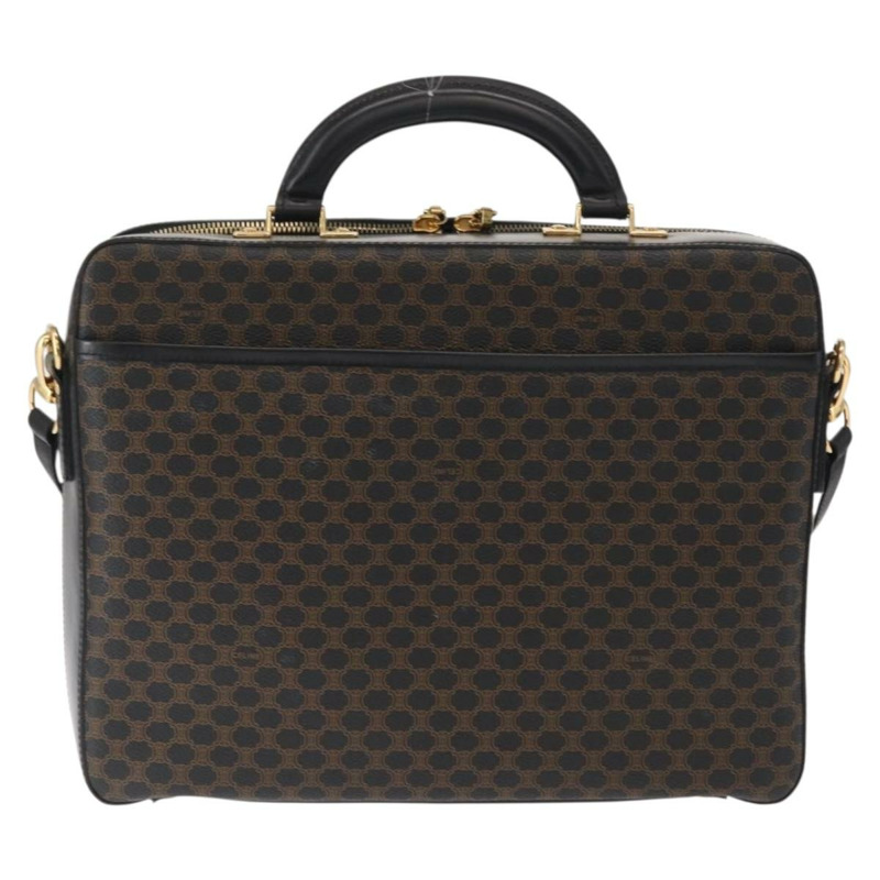 【日本直送】CELINE Macadam帆布手提包 PVC皮革 2way 黑色金色 Auth 164759V-1
