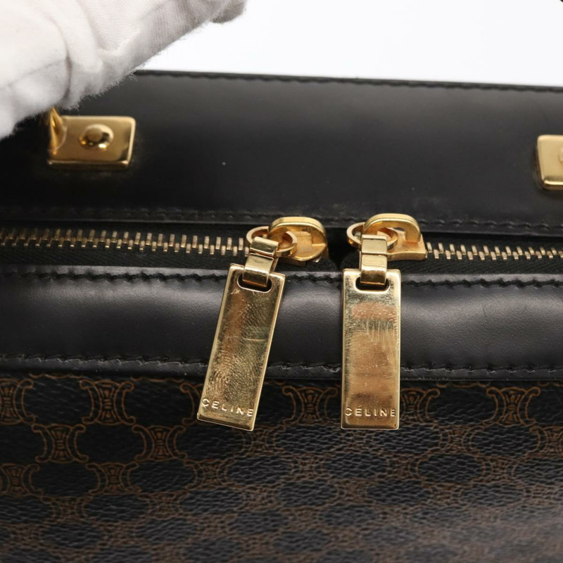 【日本直送】CELINE Macadam帆布手提包 PVC皮革 2way 黑色金色 Auth 164759V-8