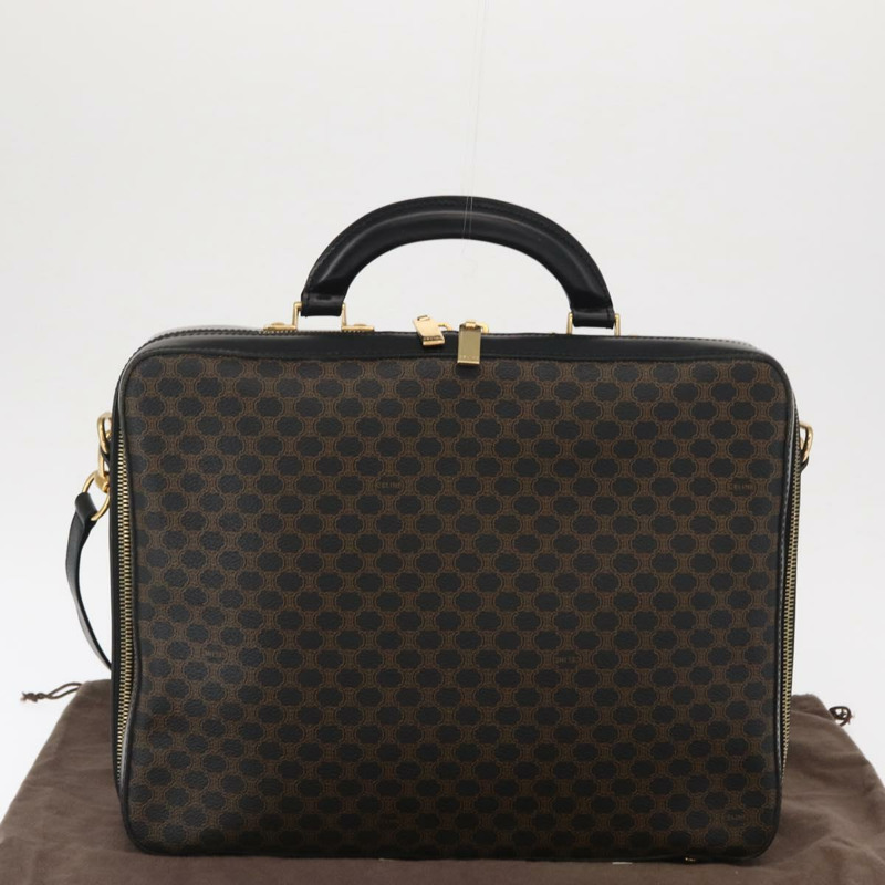 【日本直送】CELINE Macadam帆布手提包 PVC皮革 2way 黑色金色 Auth 164759V-11