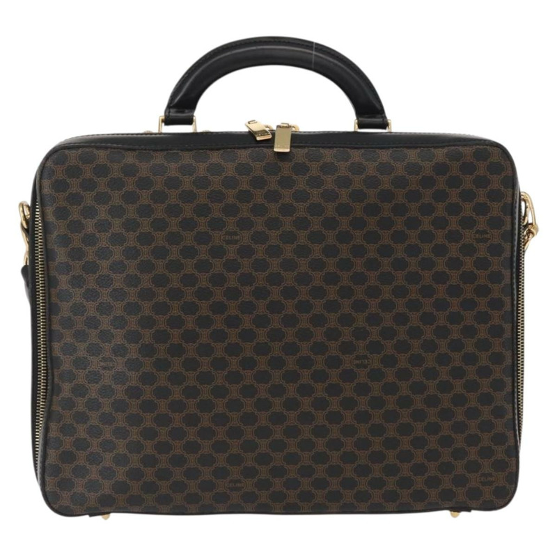 【日本直送】CELINE Macadam帆布手提包 PVC皮革 2way 黑色金色 Auth 164759V-12