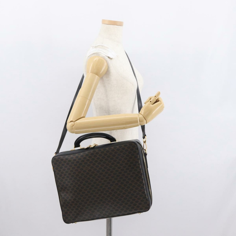 【日本直送】CELINE Macadam帆布手提包 PVC皮革 2way 黑色金色 Auth 164759V-23