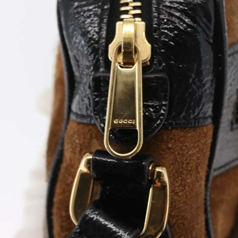 【日本直送】GUCCI Web Sherry Line 單肩包 絨面革 棕色 金色 573321 Auth mr1859-9