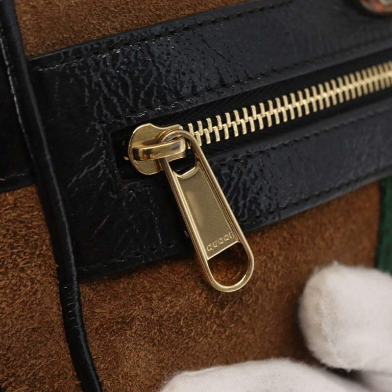 【日本直送】GUCCI Web Sherry Line 單肩包 絨面革 棕色 金色 573321 Auth mr1859-16