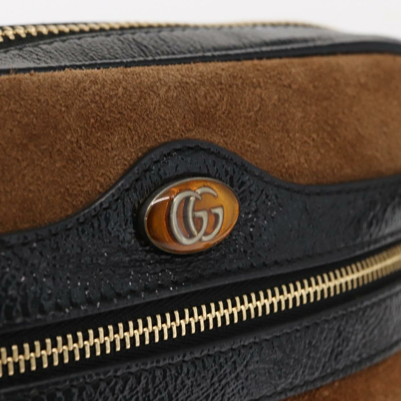 【日本直送】GUCCI Web Sherry Line 單肩包 絨面革 棕色 金色 573321 Auth mr1859-17