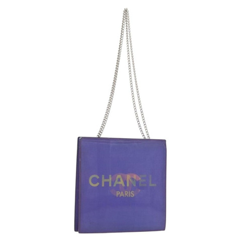 香奈兒全息COCO標誌鏈單肩包，紫色銀色雙C標誌乙烯基材質，正品編號165896