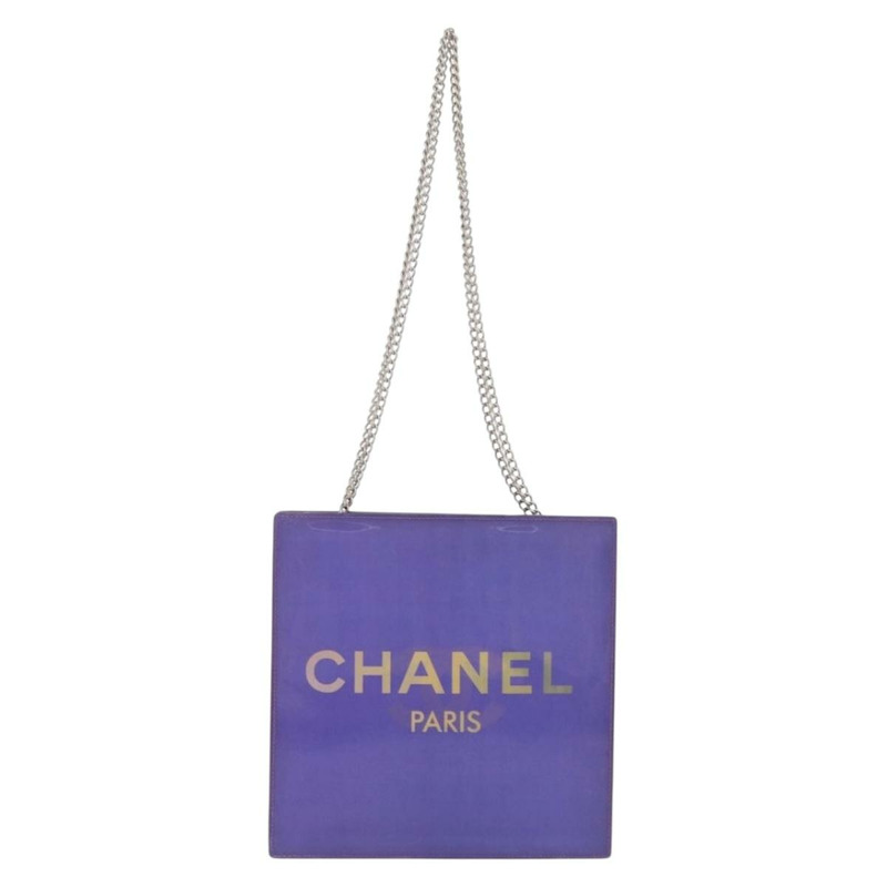 【日本直送】香奈兒全息COCO標誌鏈單肩包，紫色銀色雙C標誌乙烯基材質，正品編號165896-1