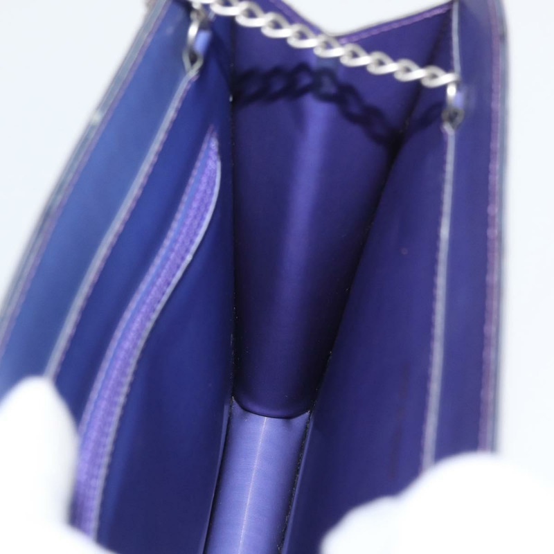 【日本直送】香奈兒全息COCO標誌鏈單肩包，紫色銀色雙C標誌乙烯基材質，正品編號165896-16