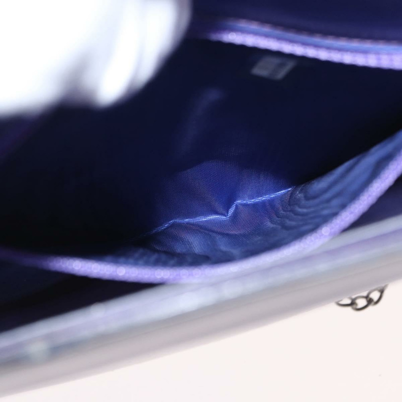 【日本直送】香奈兒全息COCO標誌鏈單肩包，紫色銀色雙C標誌乙烯基材質，正品編號165896-19