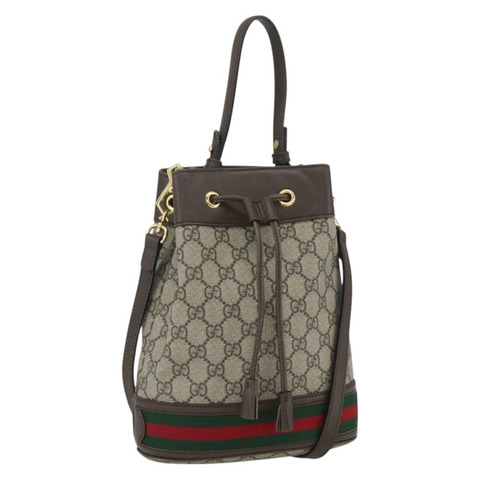 GUCCI GG Supreme Web Sherry Line Ophidia 手提包 PVC 兩用米色 550621 正品 ka1592M