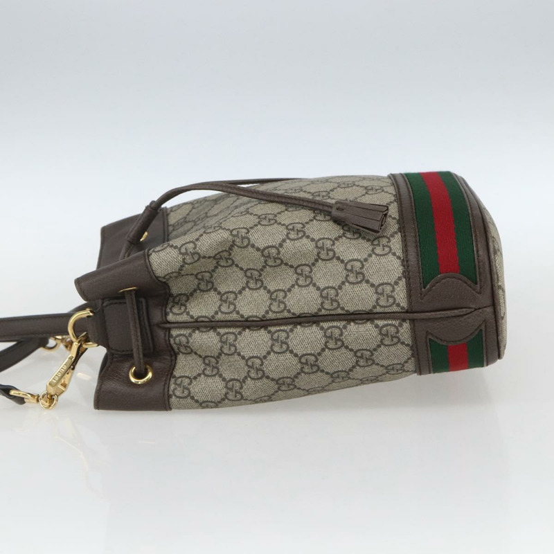【日本直送】GUCCI GG Supreme Web Sherry Line Ophidia 手提包 PVC 兩用米色 550621 正品 ka1592M-2