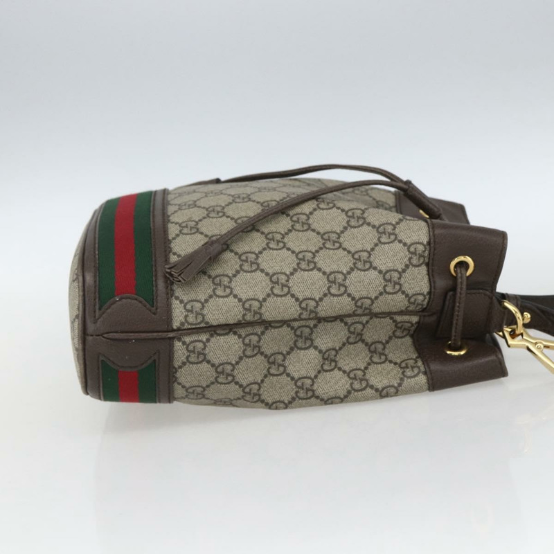 【日本直送】GUCCI GG Supreme Web Sherry Line Ophidia 手提包 PVC 兩用米色 550621 正品 ka1592M-3